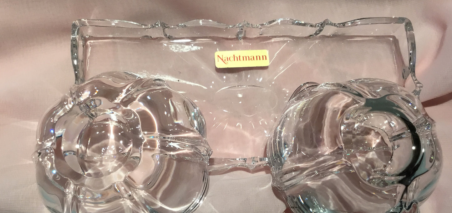 Nachtmann Sugar Creamer Tray Set Venus Germany 24% Lead Crystal