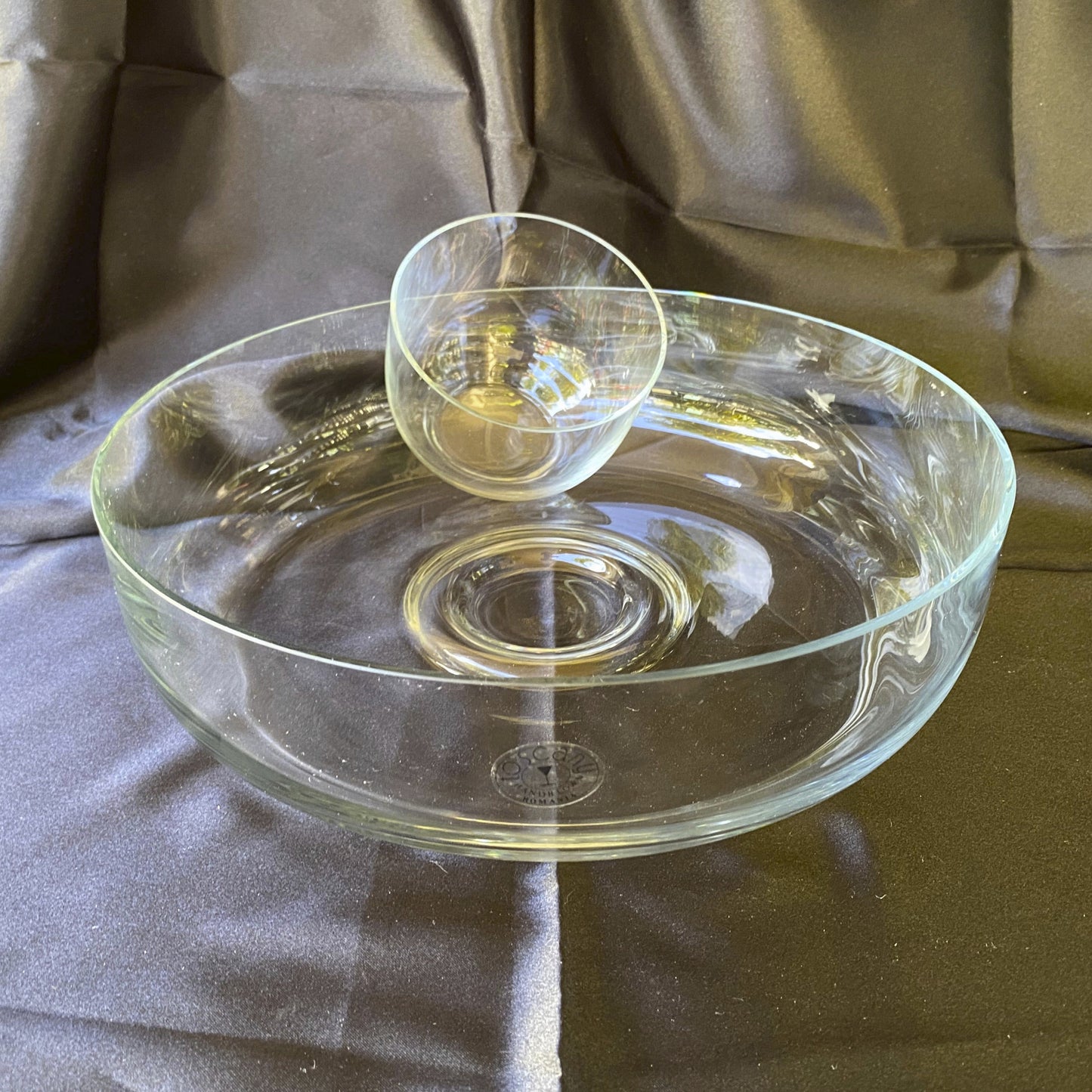 Toscany Hand Blown Chip and Dip Bowl from Romania