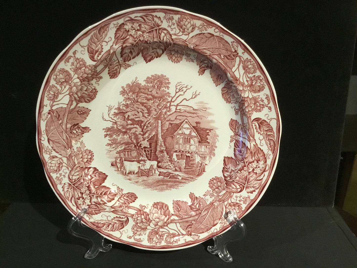 Dinner Plate Archive Collection Cranberry "Rural Scenes" by SPODE