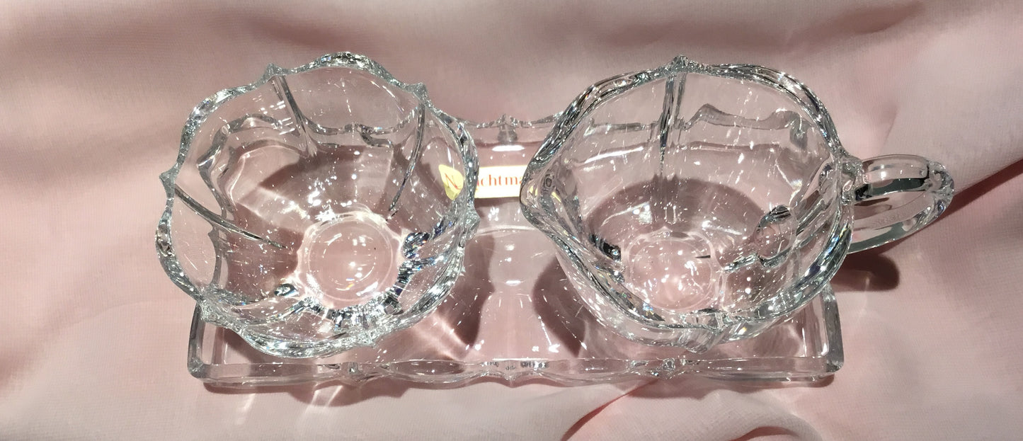 Nachtmann Sugar Creamer Tray Set Venus Germany 24% Lead Crystal