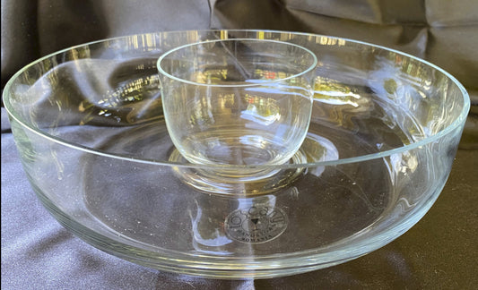 Toscany Hand Blown Chip and Dip Bowl from Romania 