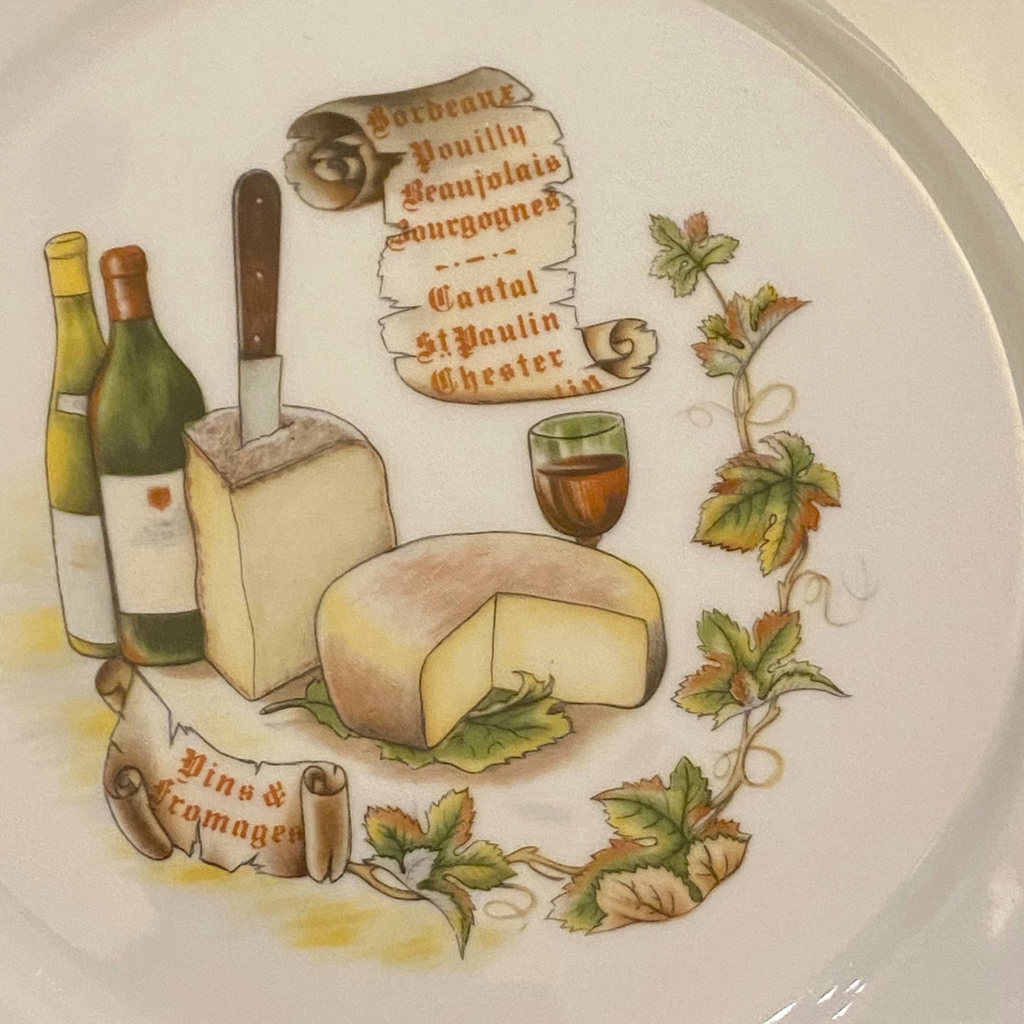 Limoges  Porcelaine De Sologne Wine & Cheese Plates, Set of 6
